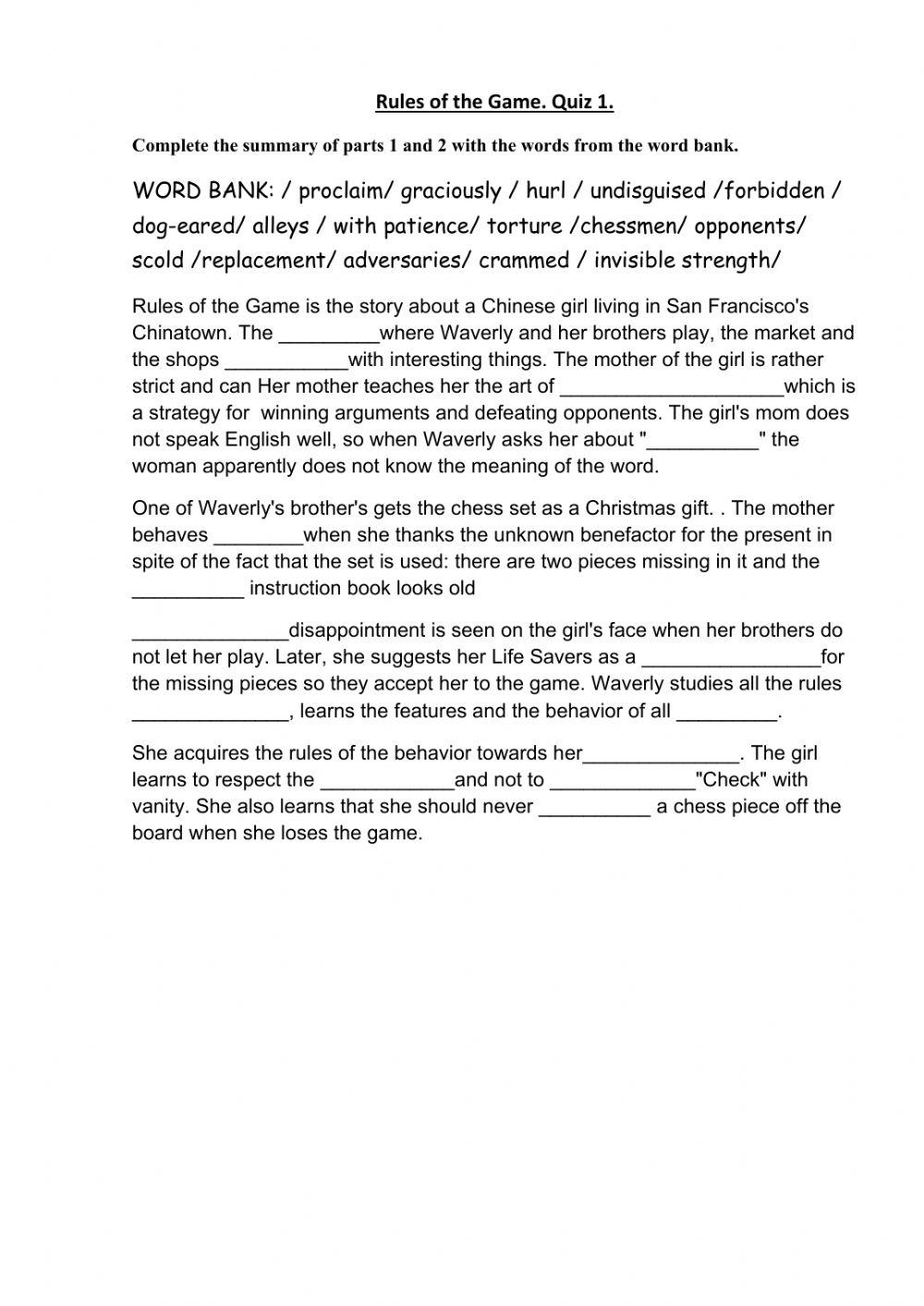 Rules of the Game summary