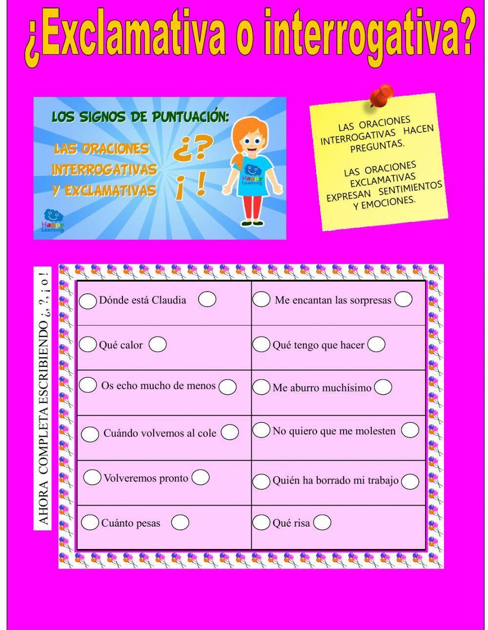 Oraciones interrogativas y exclamativas