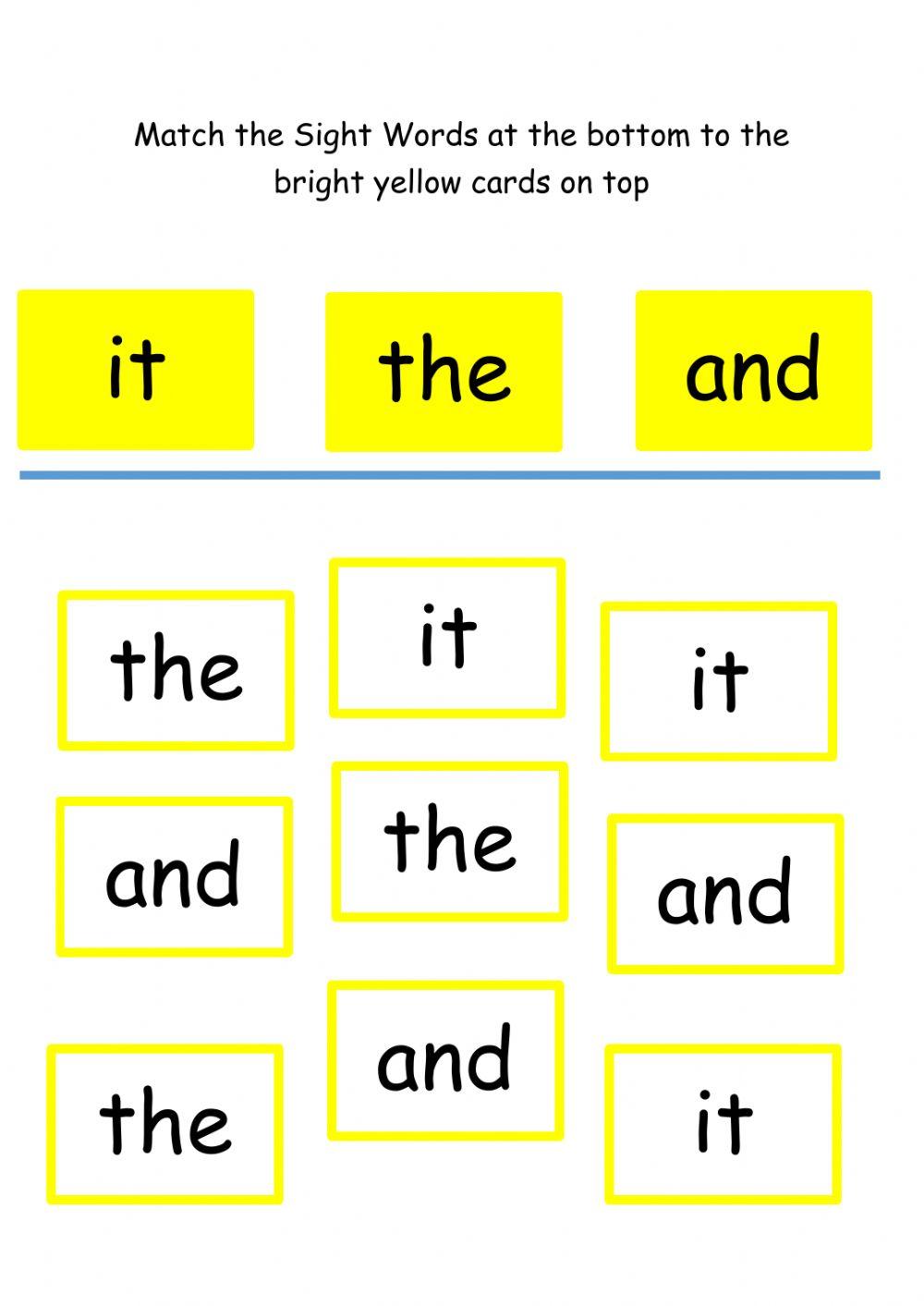 Match the sight words 1
