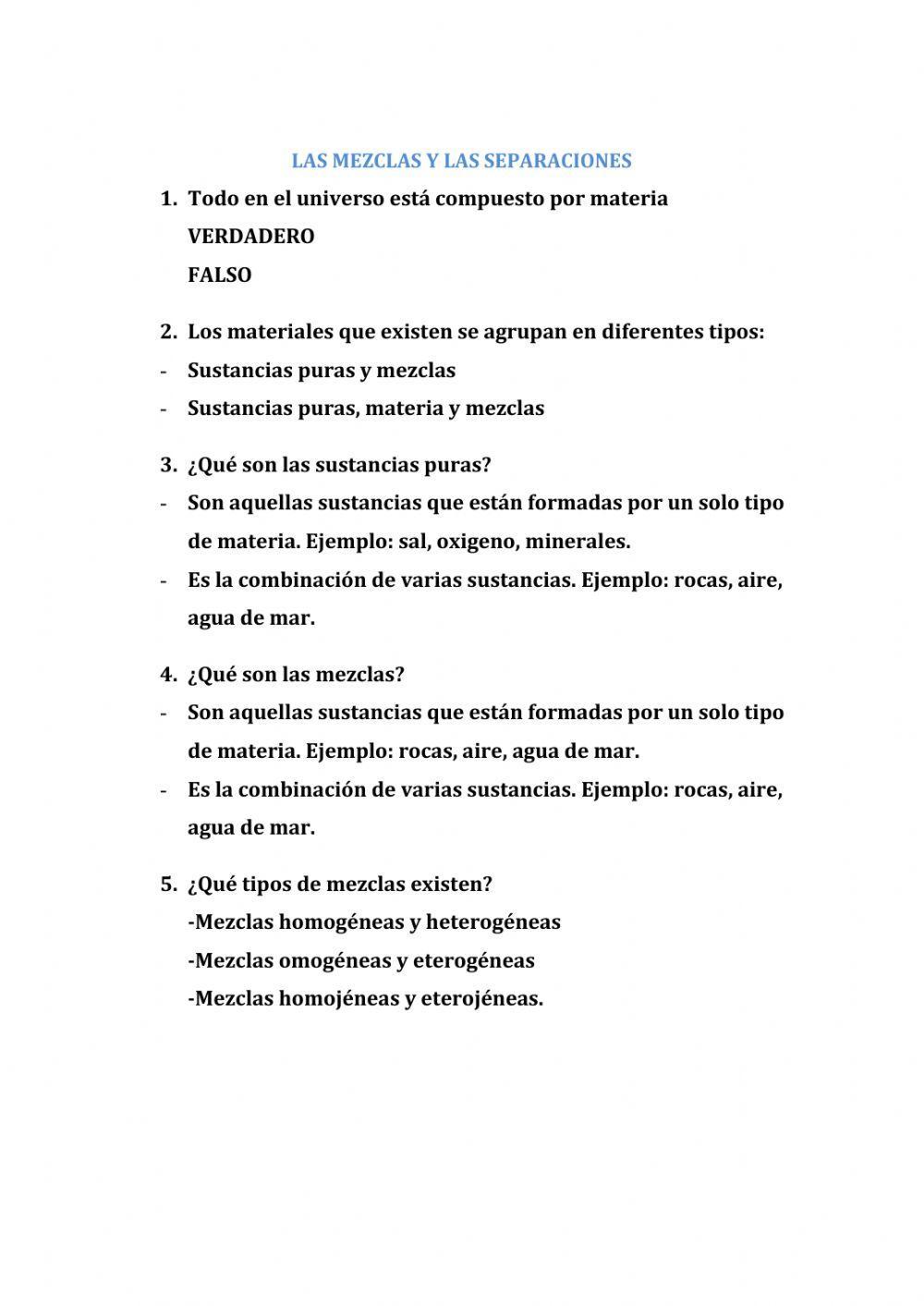 Las mezclas y separaciones