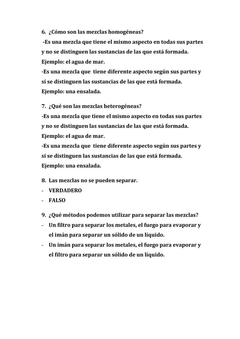 Las mezclas y separaciones