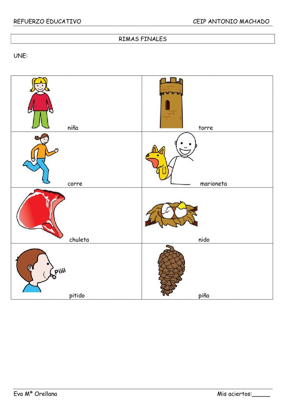 Conciencia fonológica: rimas finales