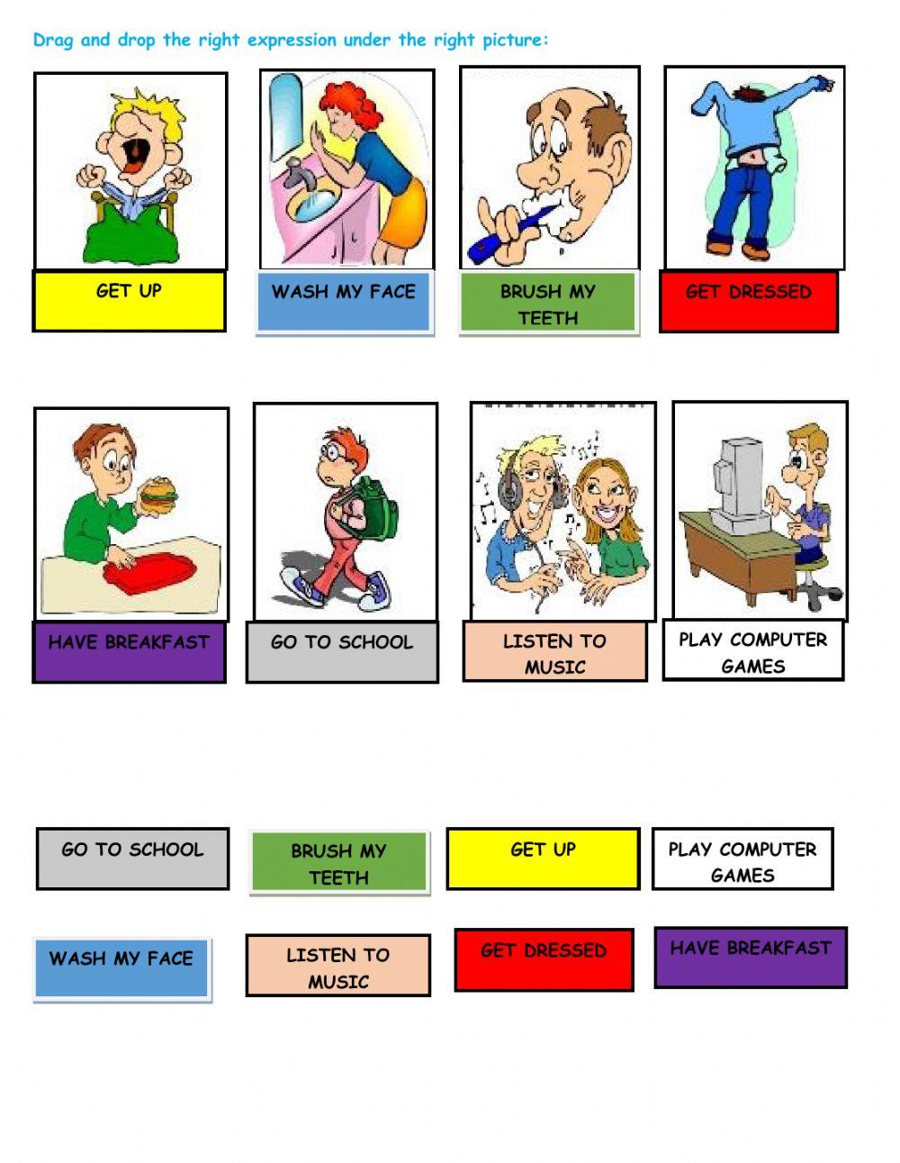 Daily activities -drag&drop (colours)