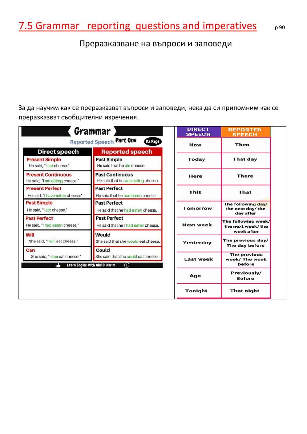 Reporting questions and imperatives