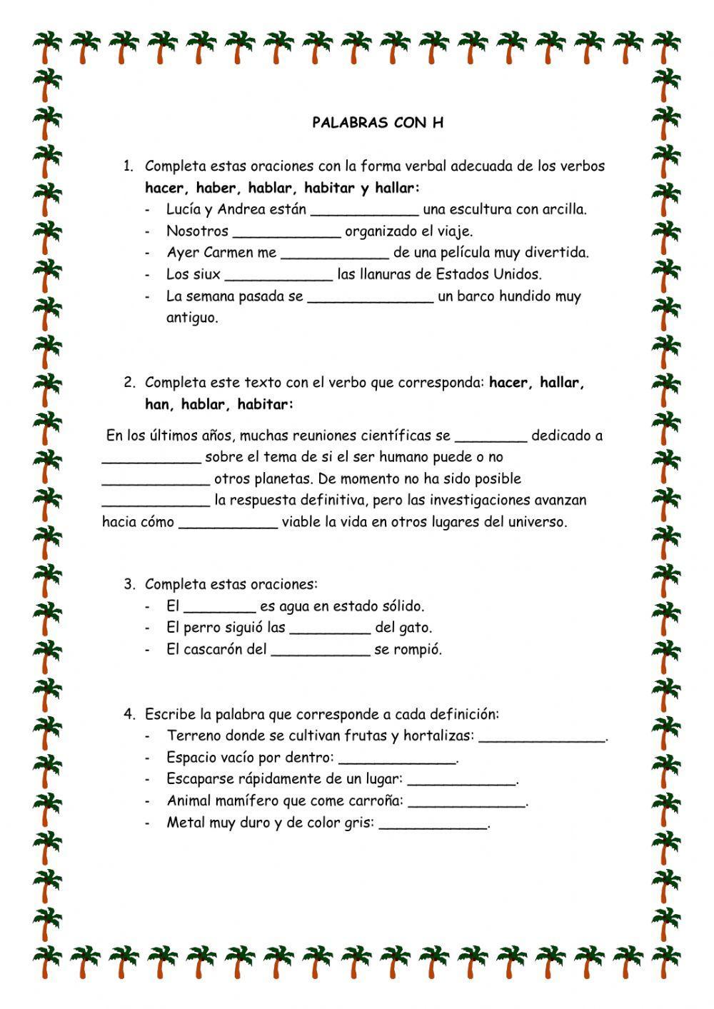 Palabras con h