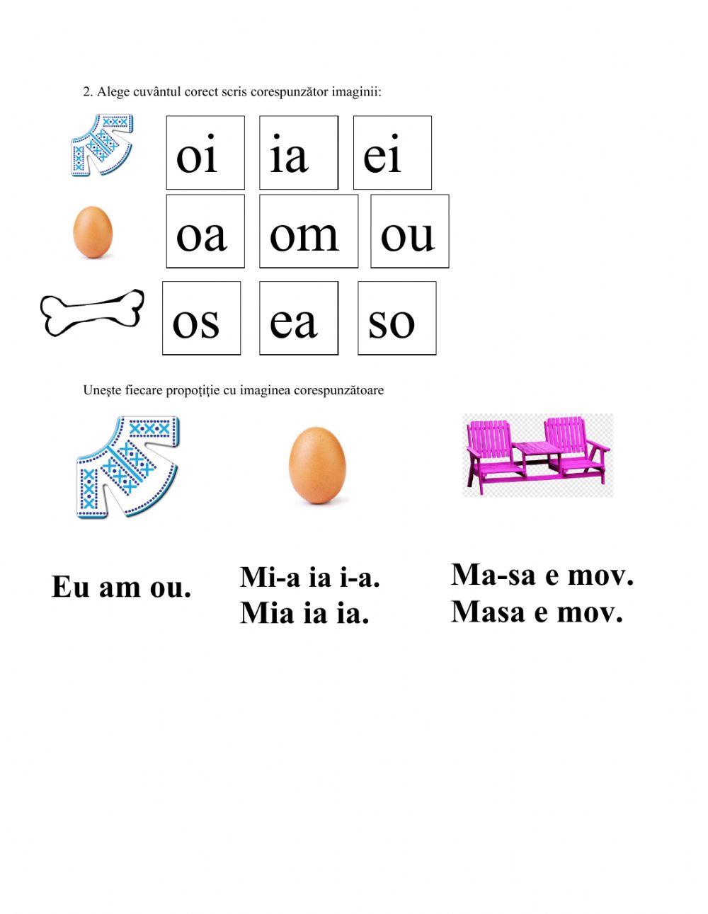 Exersam sa citim cuvinte si propozitii