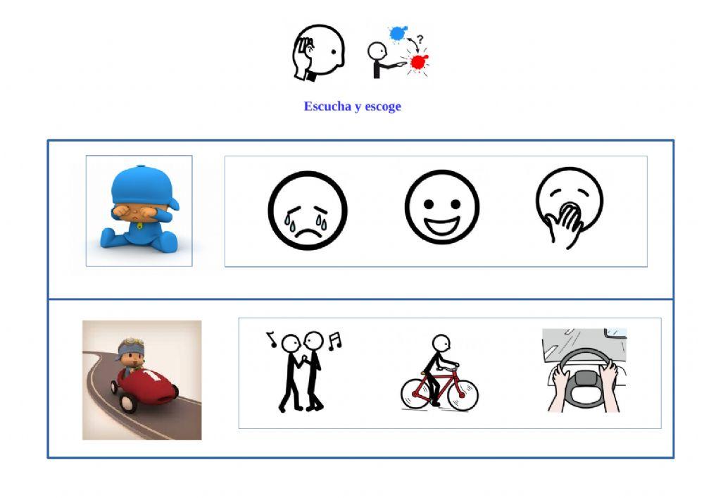 Escucha y escoge qué está haciendo Pocoyó