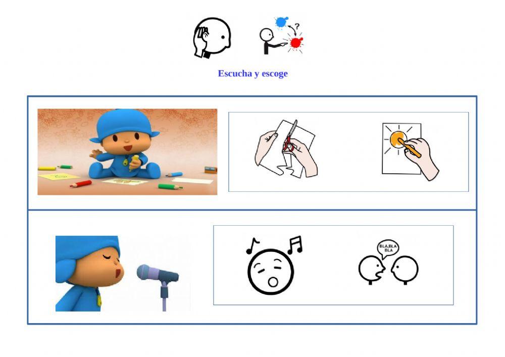 Escucha y escoge qué está haciendo Pocoyó