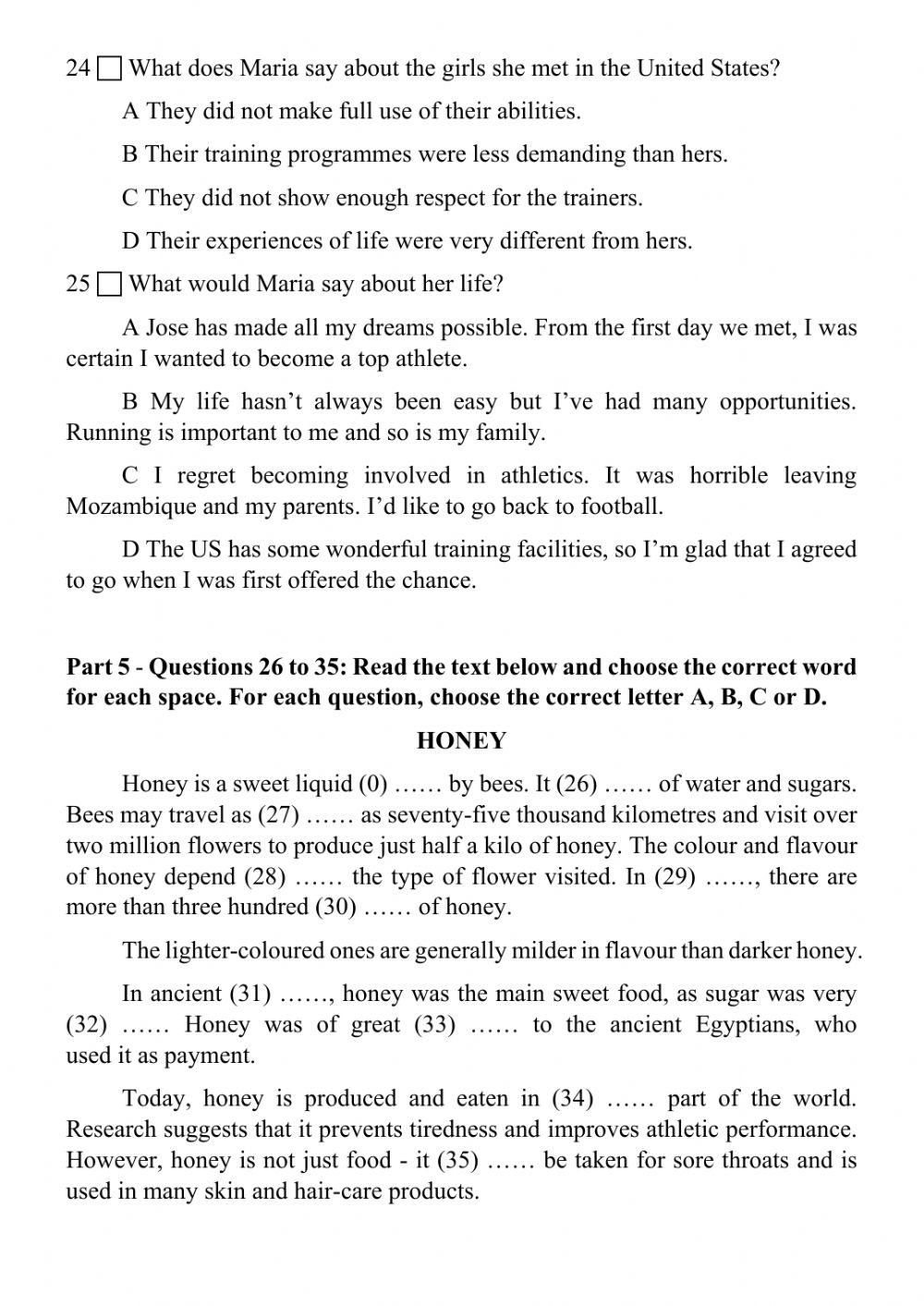 Pet 5 reading test 2