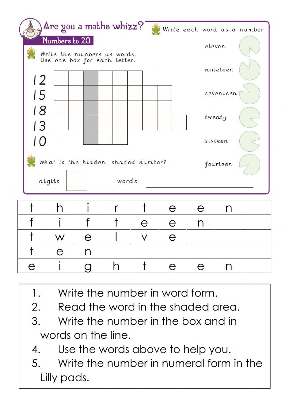 Numbers in word form puzzle