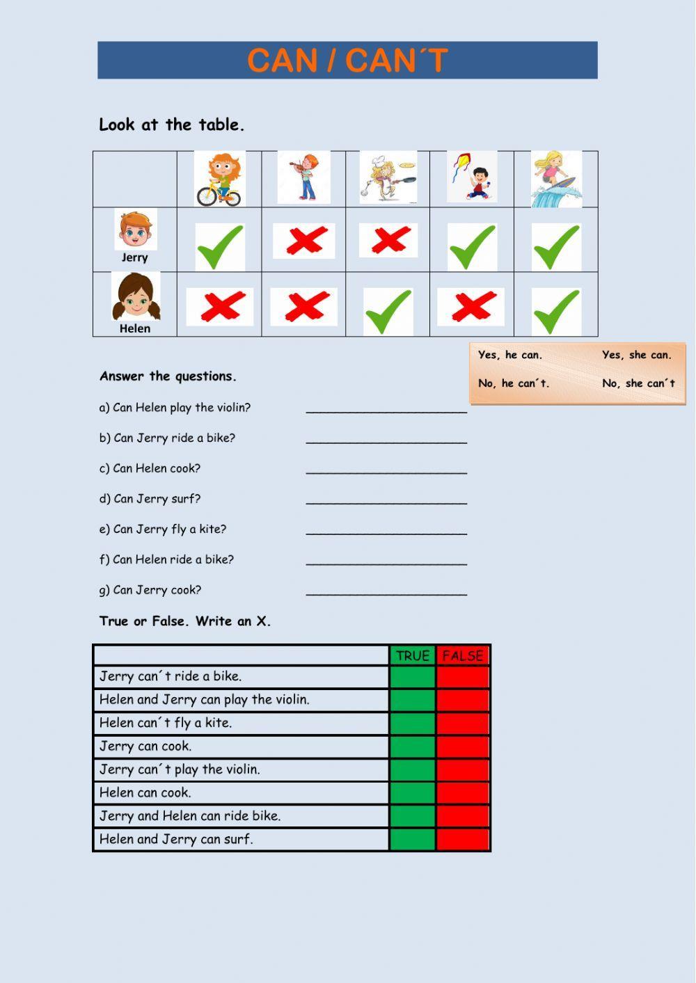 Can - can't activity