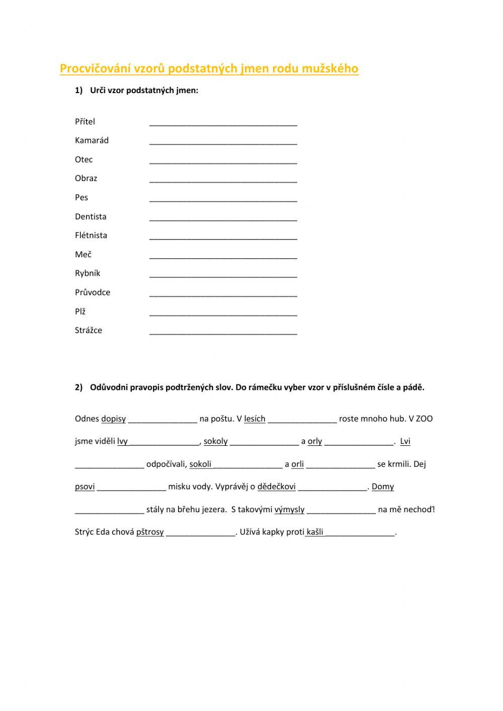 Vzory podstatných jmen rodu mužského