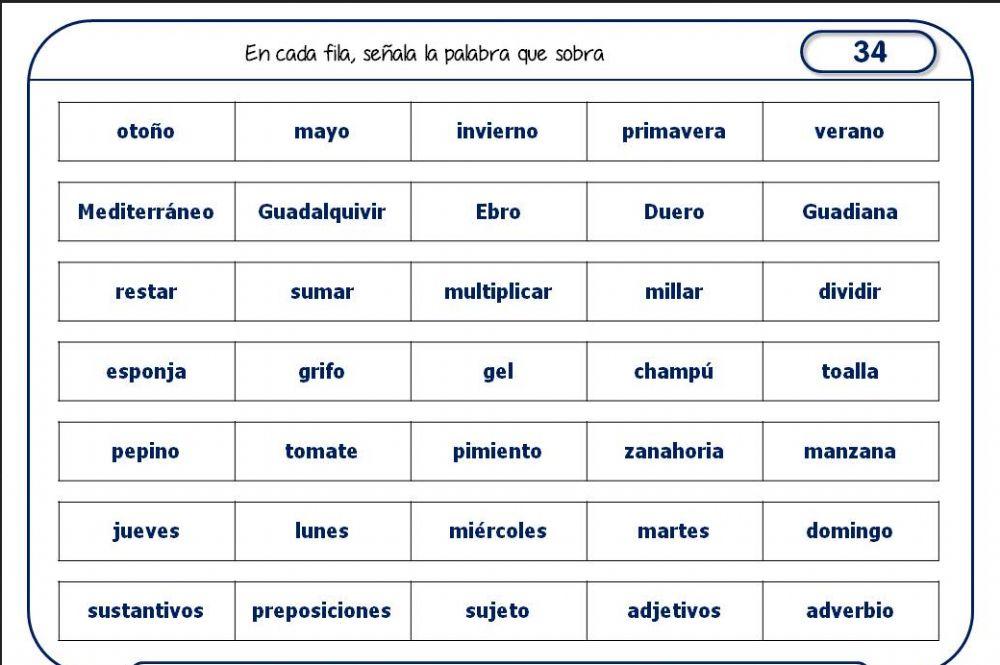 Intrusos de palabras