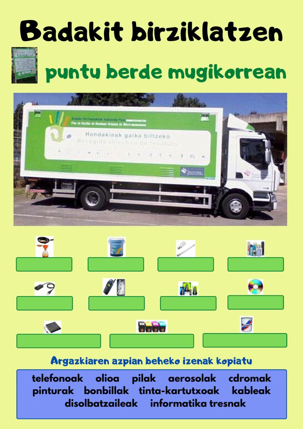 Badakit birziklatzen puntu berdean eta konpostatzailean