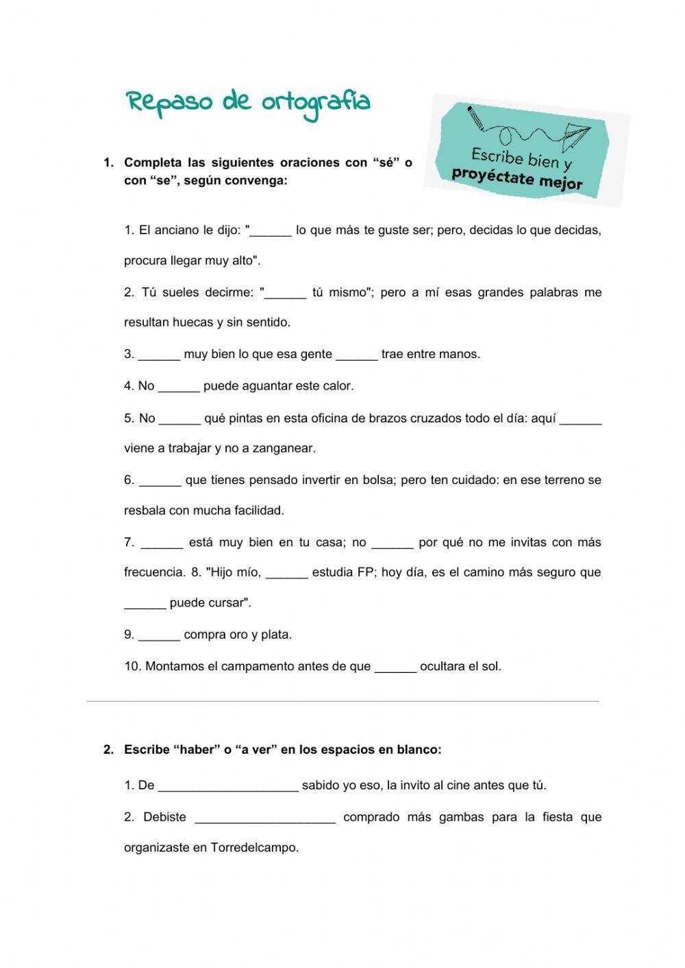 Repaso de ortografía