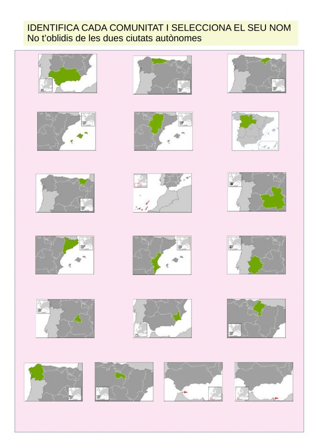 Identifica cada comunitat autònoma