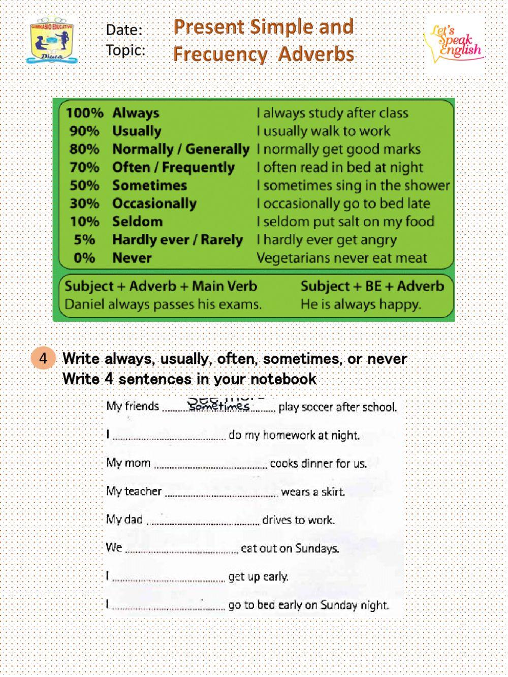 Present Simple and Adverbs of frequency