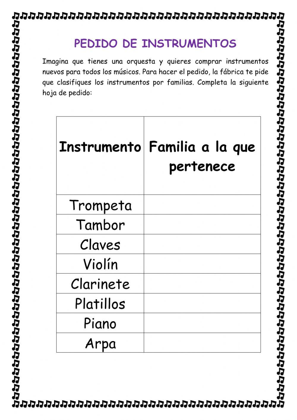 Seleccionar familias de instrumentos