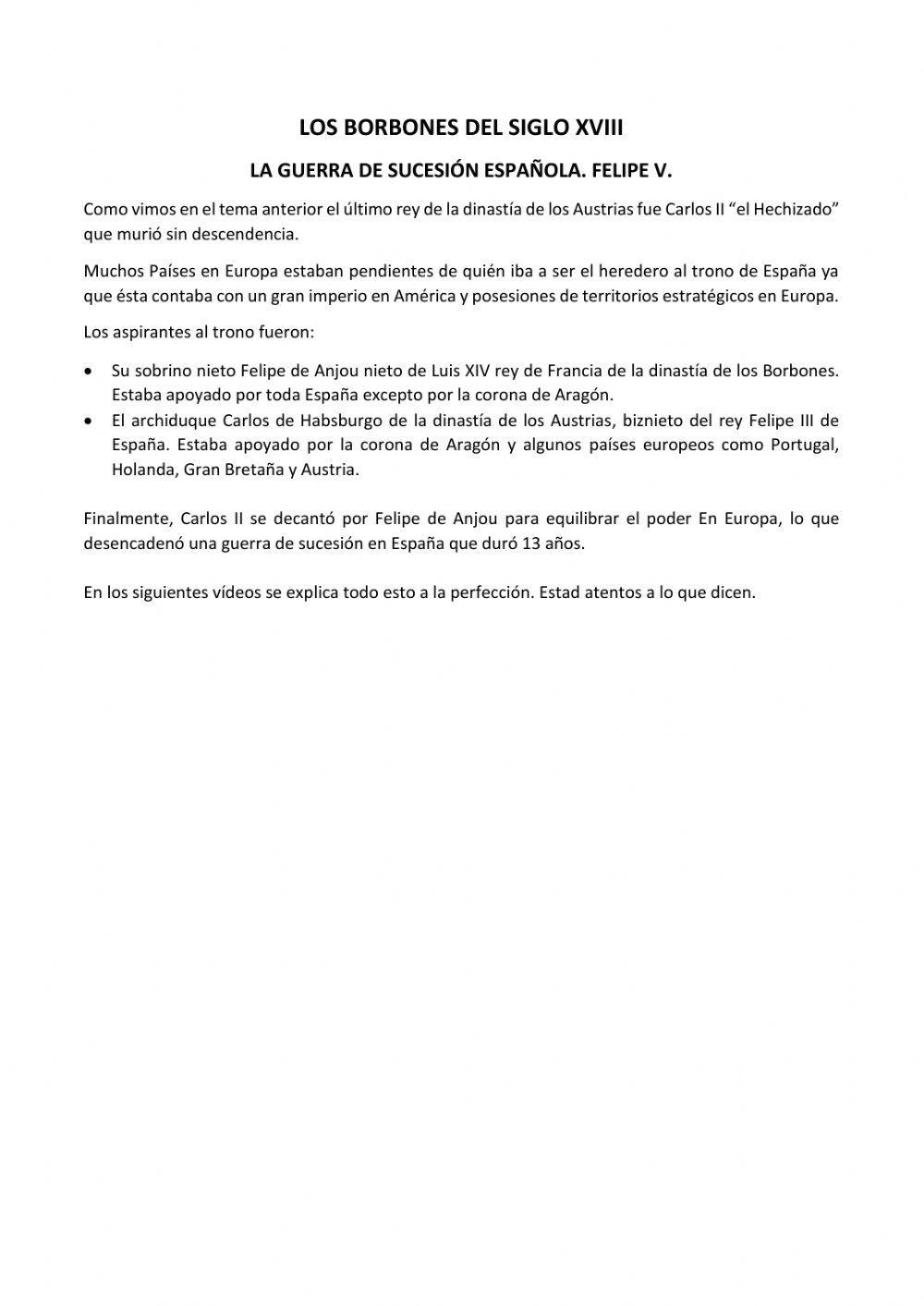 Los Borbones del siglo XVIII