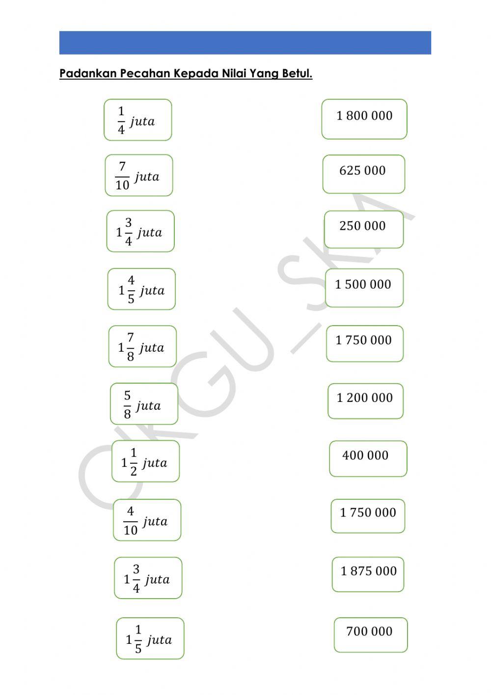 Menukar pecahan juta kpd nom bulat