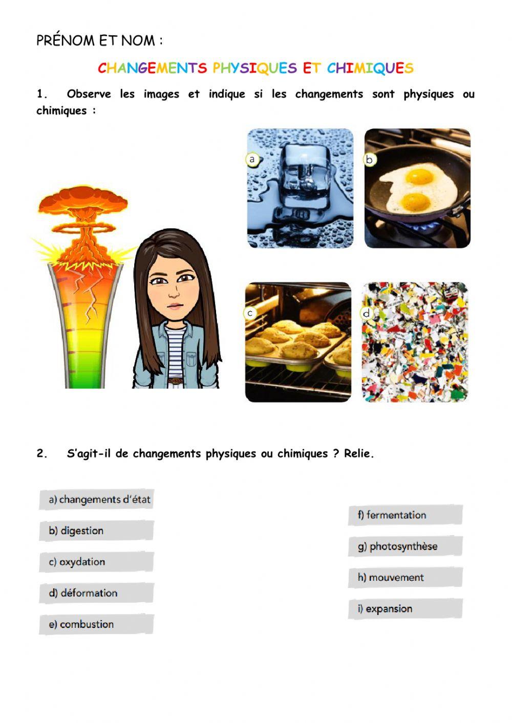 Changements physiques et chimiques