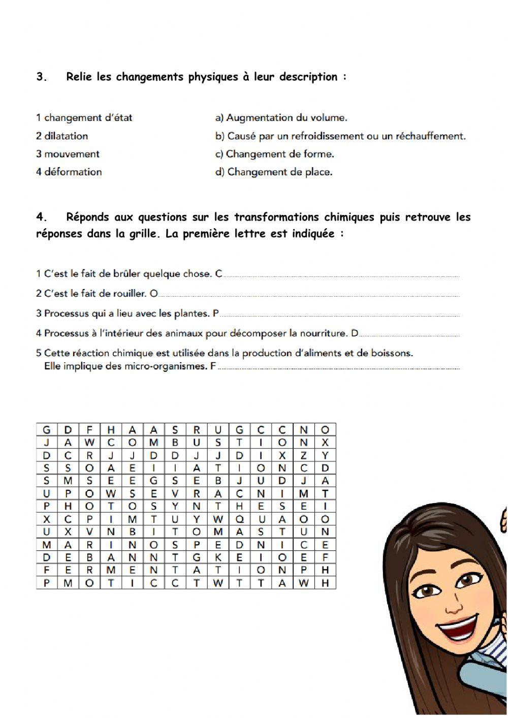 Changements physiques et chimiques