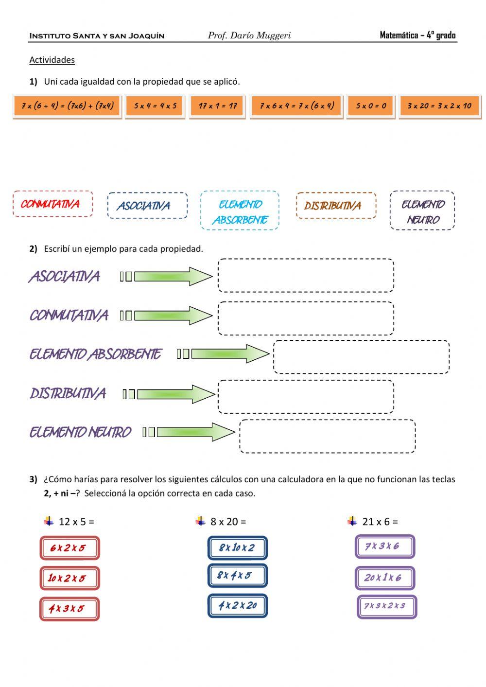 Propiedades de la multiplicación