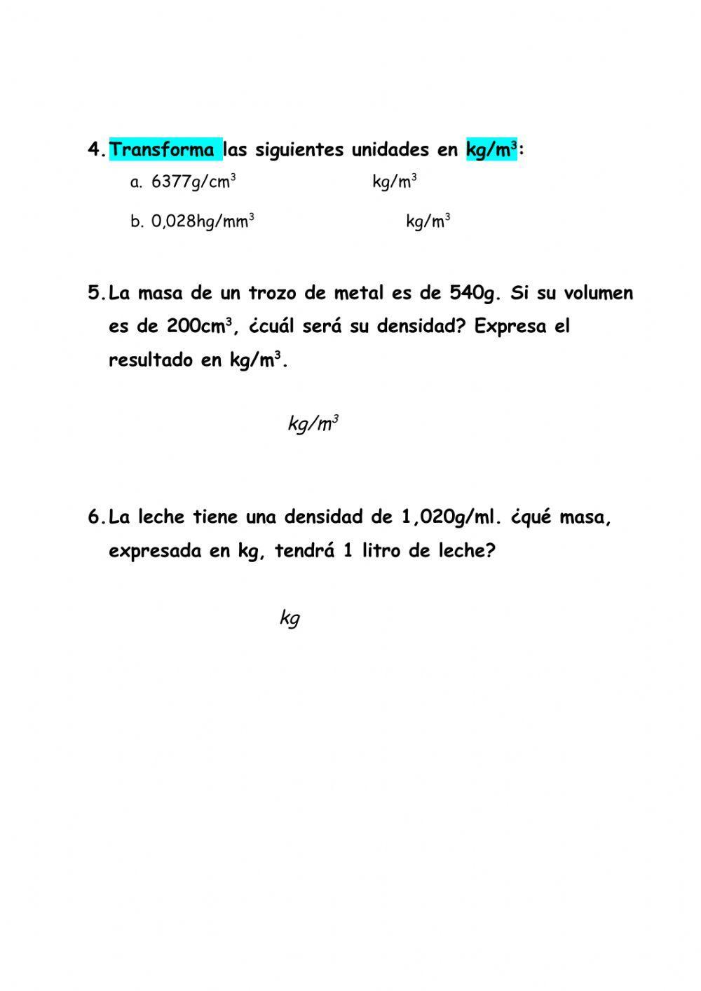 PROPIEDADES DE LA MATERIA: masa, volumen y densidad