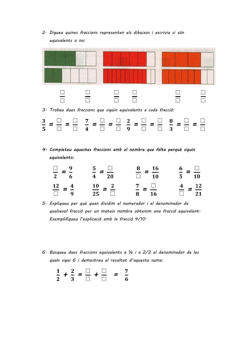 Suma i resta de fraccions