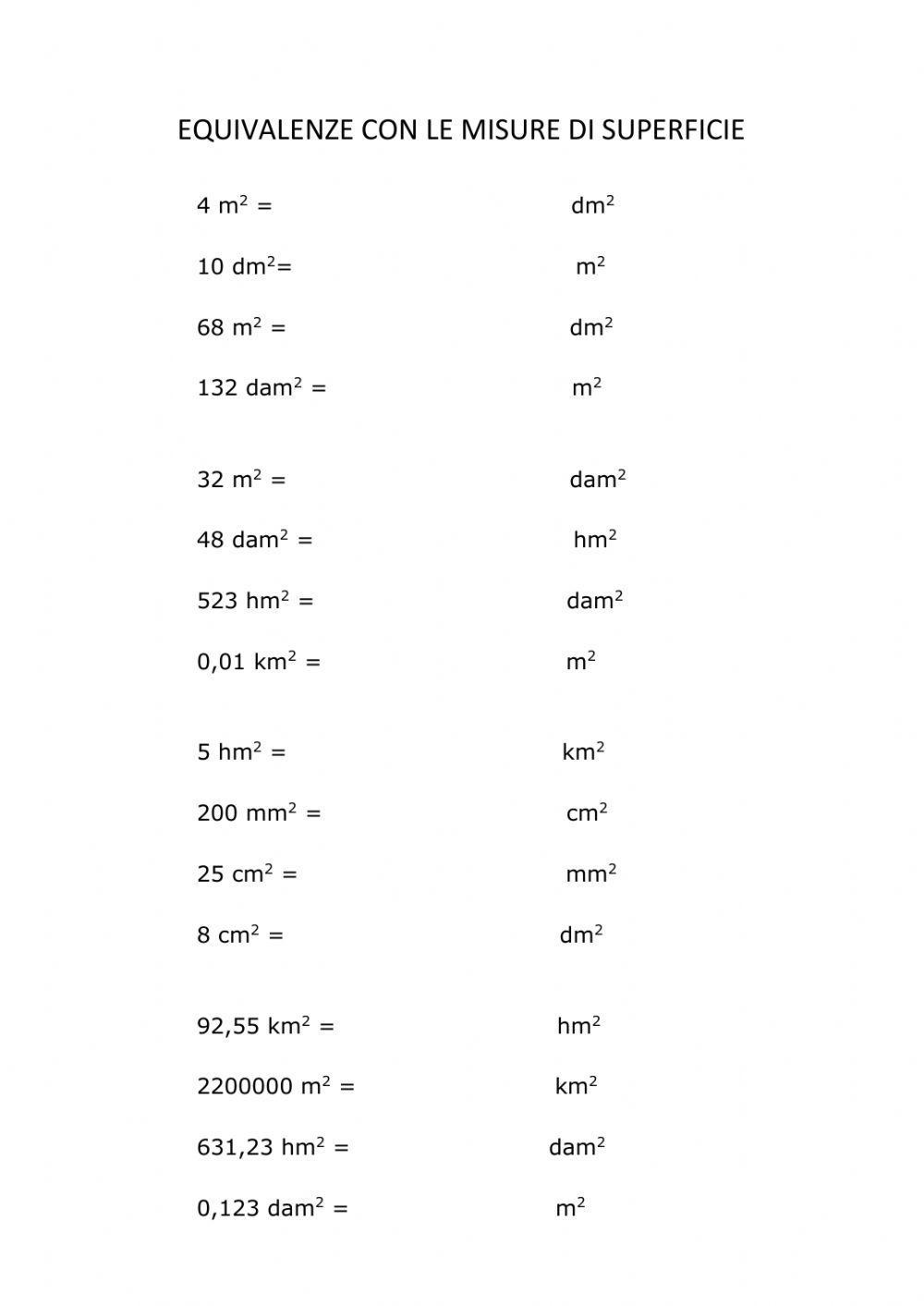 Equivalenze di superficie