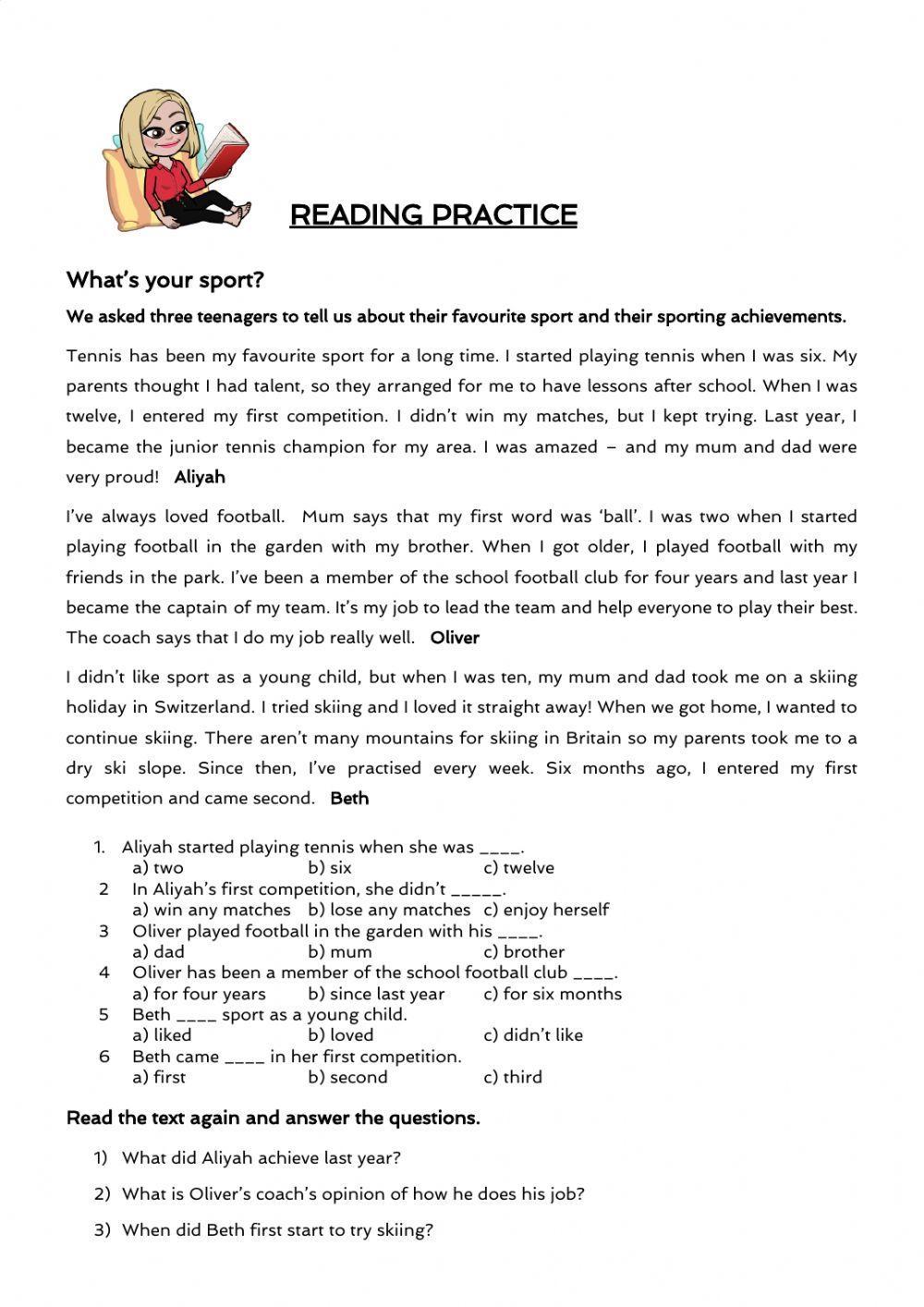 Reading practice Reading practice