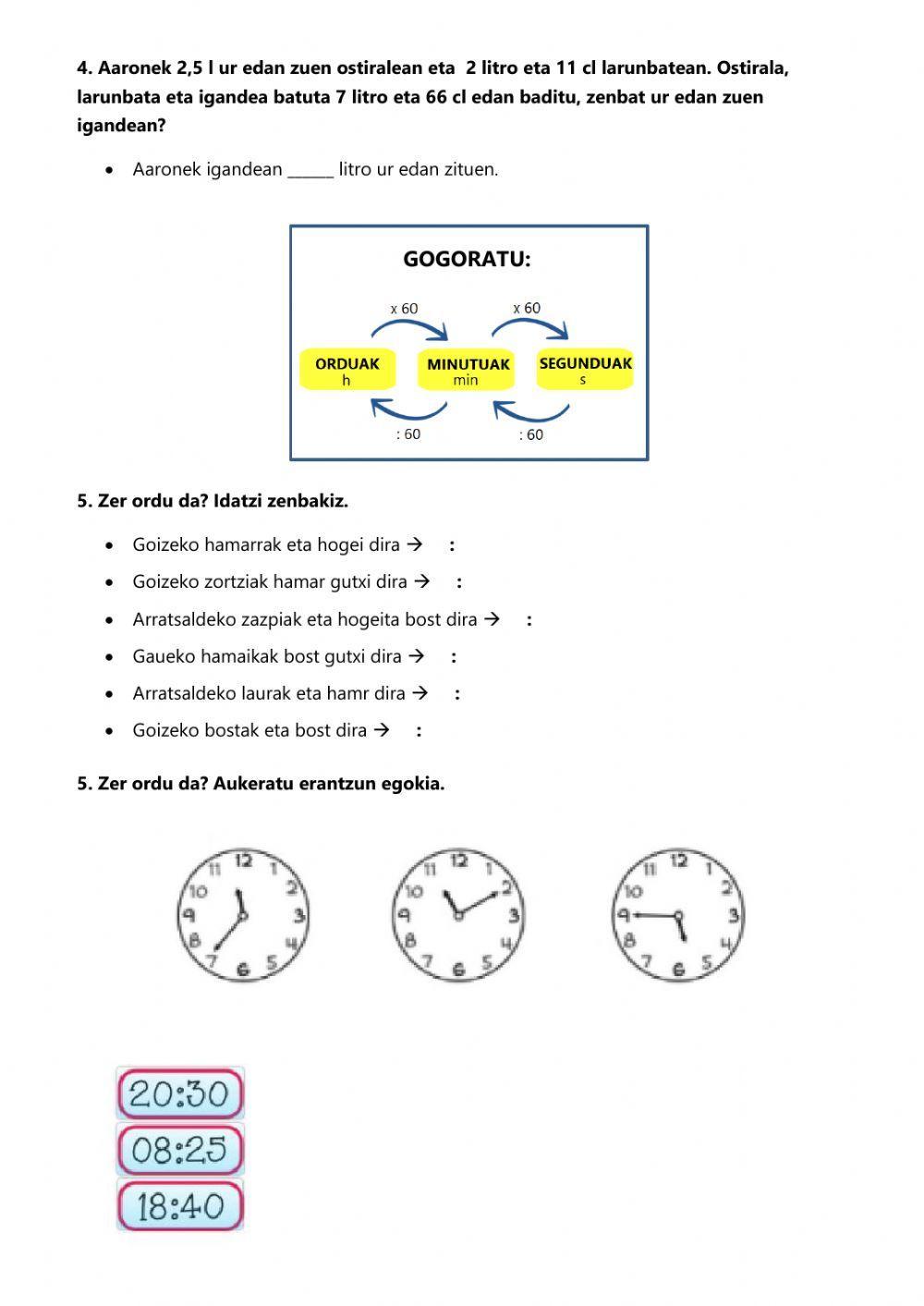 Neurriak: edukiera, luzera eta denbora