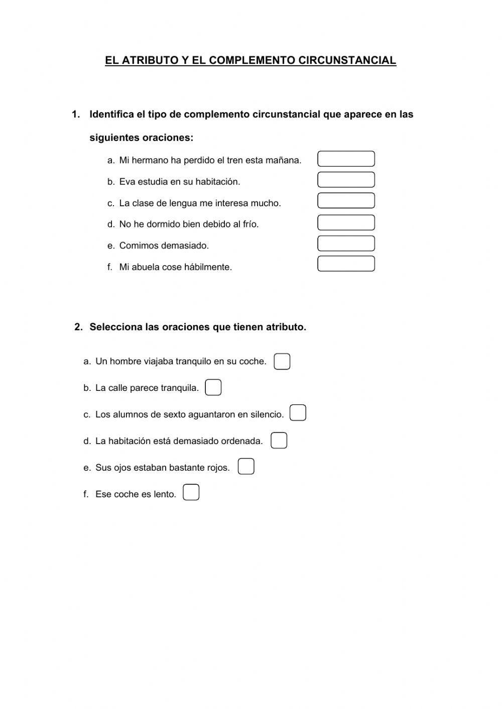 El atributo y el complemento circunstancial
