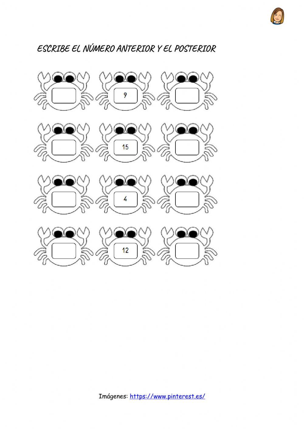 Numeros 1 al 19: ANTERIOR - POSTERIOR