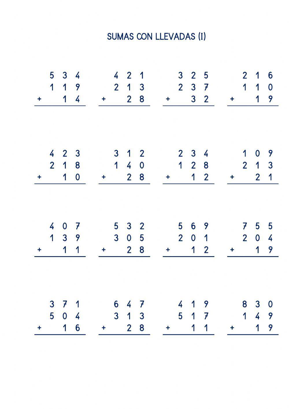 Sumas con llevadas 2º.1