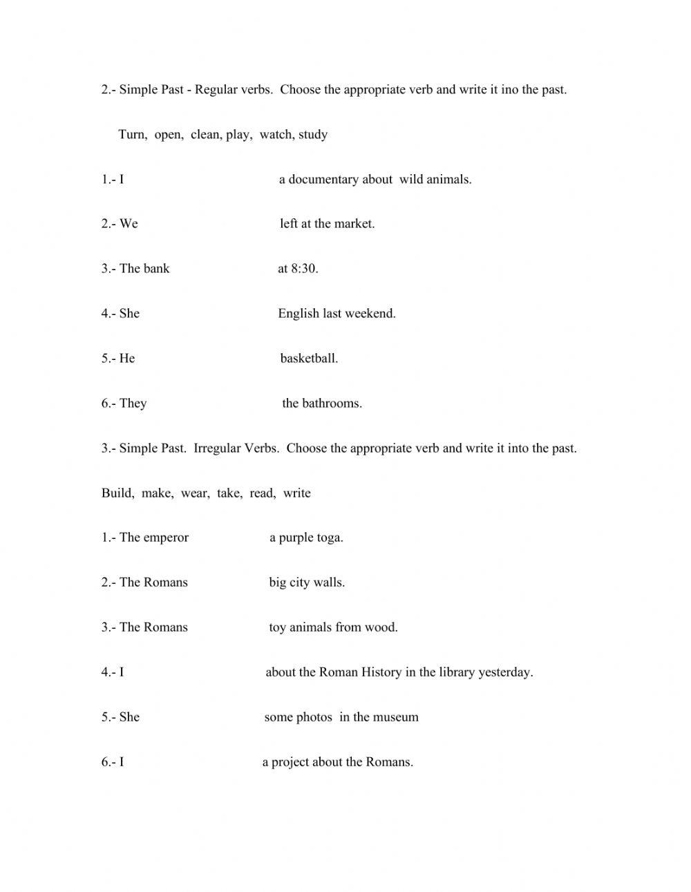 Revision of the past simple