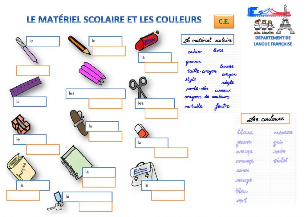 Material escolar y colores