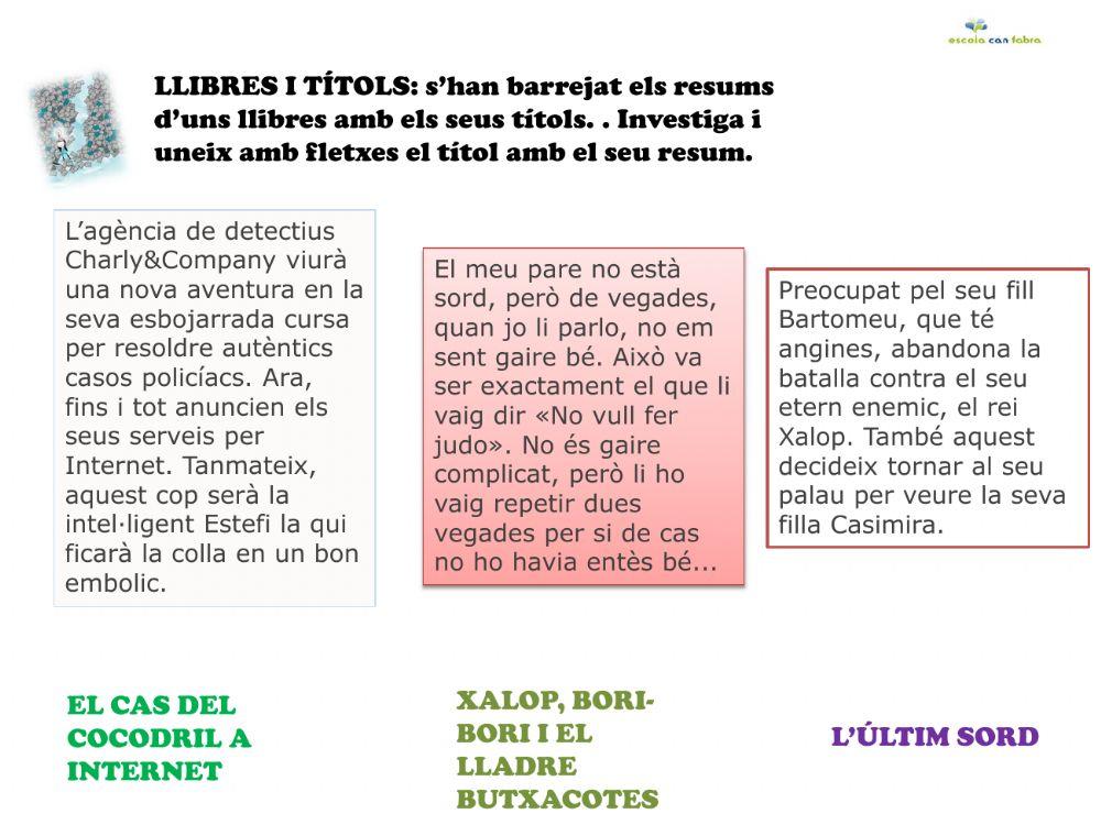 15 COMPRENSIÓN LECTORA Títols