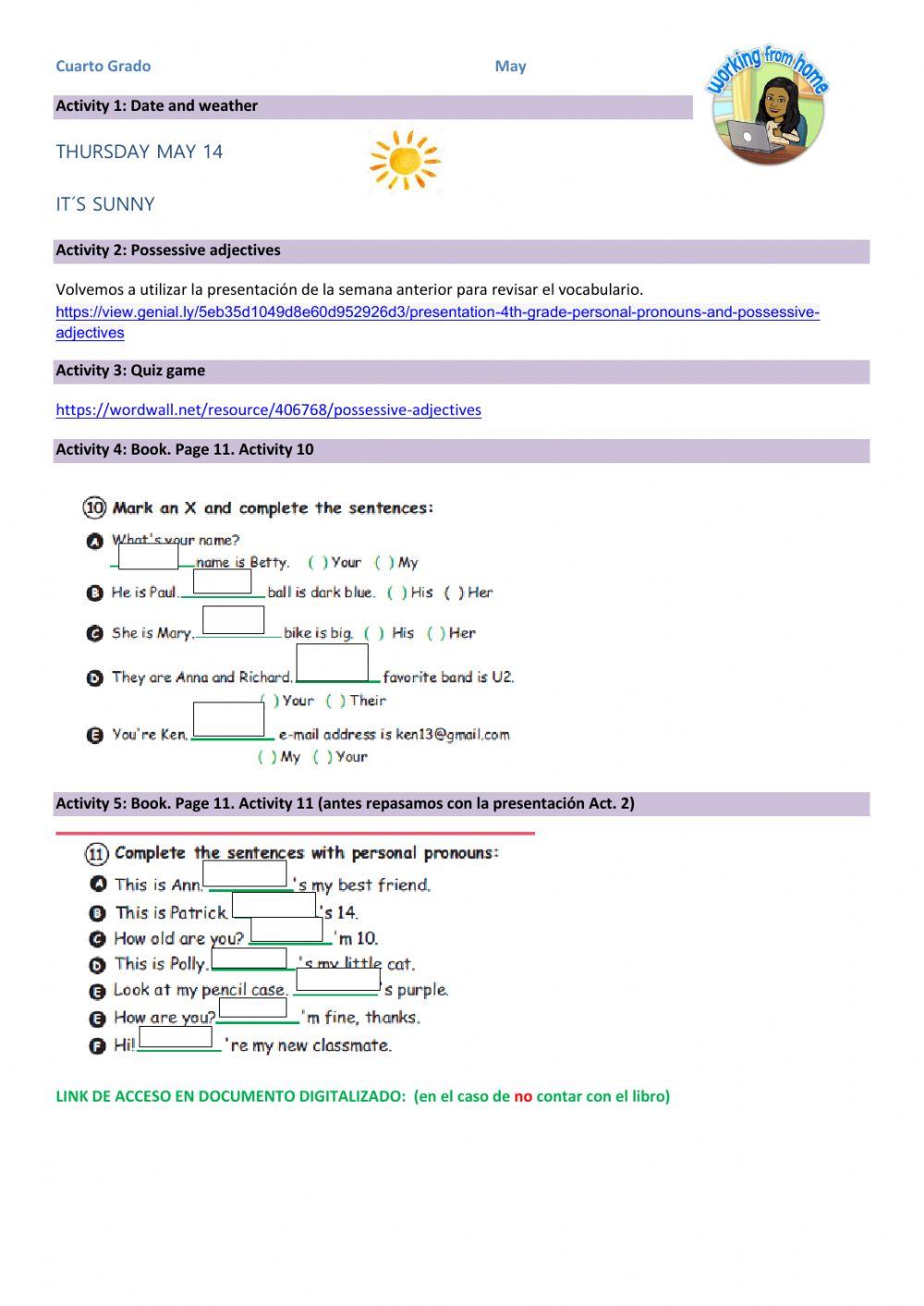 Cuarto grado mayo 14