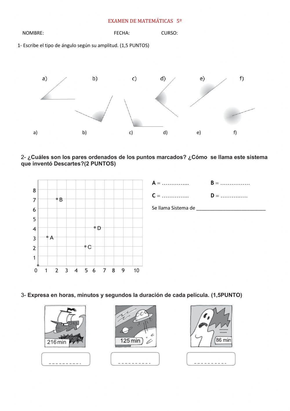 Examen de matemáticas