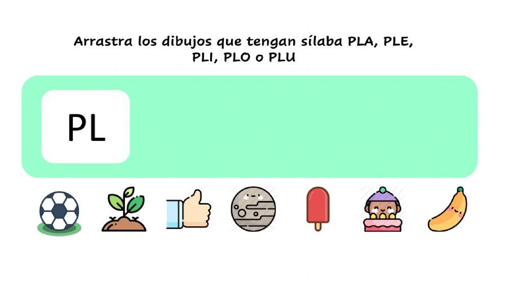 Sílabas trabadas PL tamaño para insertar en Genially