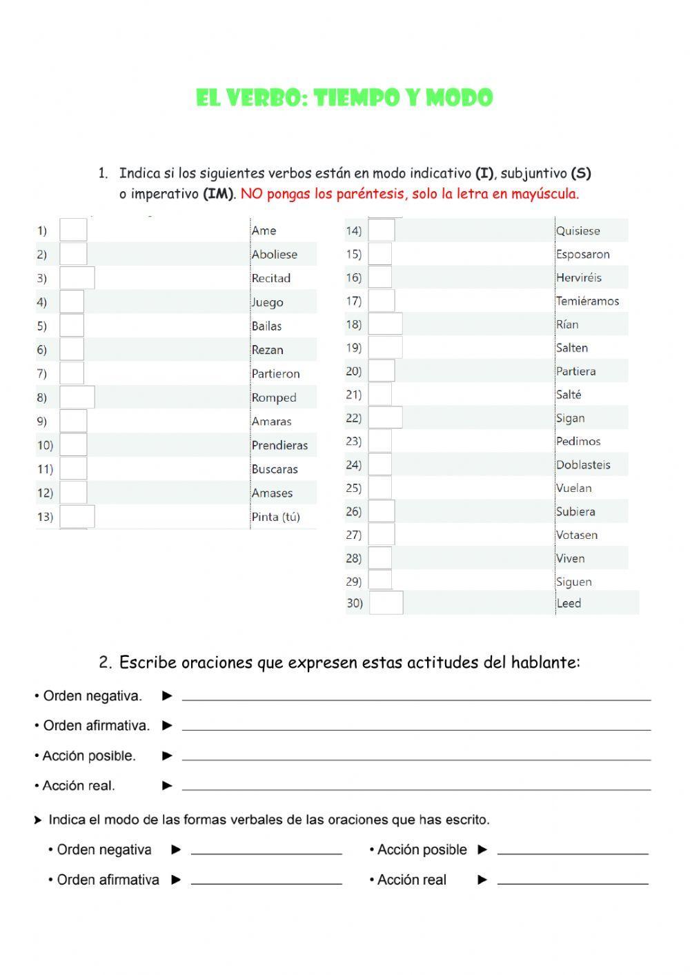 Tiempo y modo del verbo Tiempo y modo del verbo