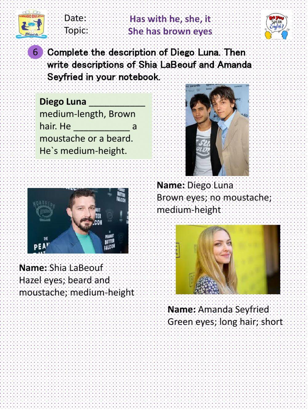 Has with he, she, it worksheet | Live Worksheets