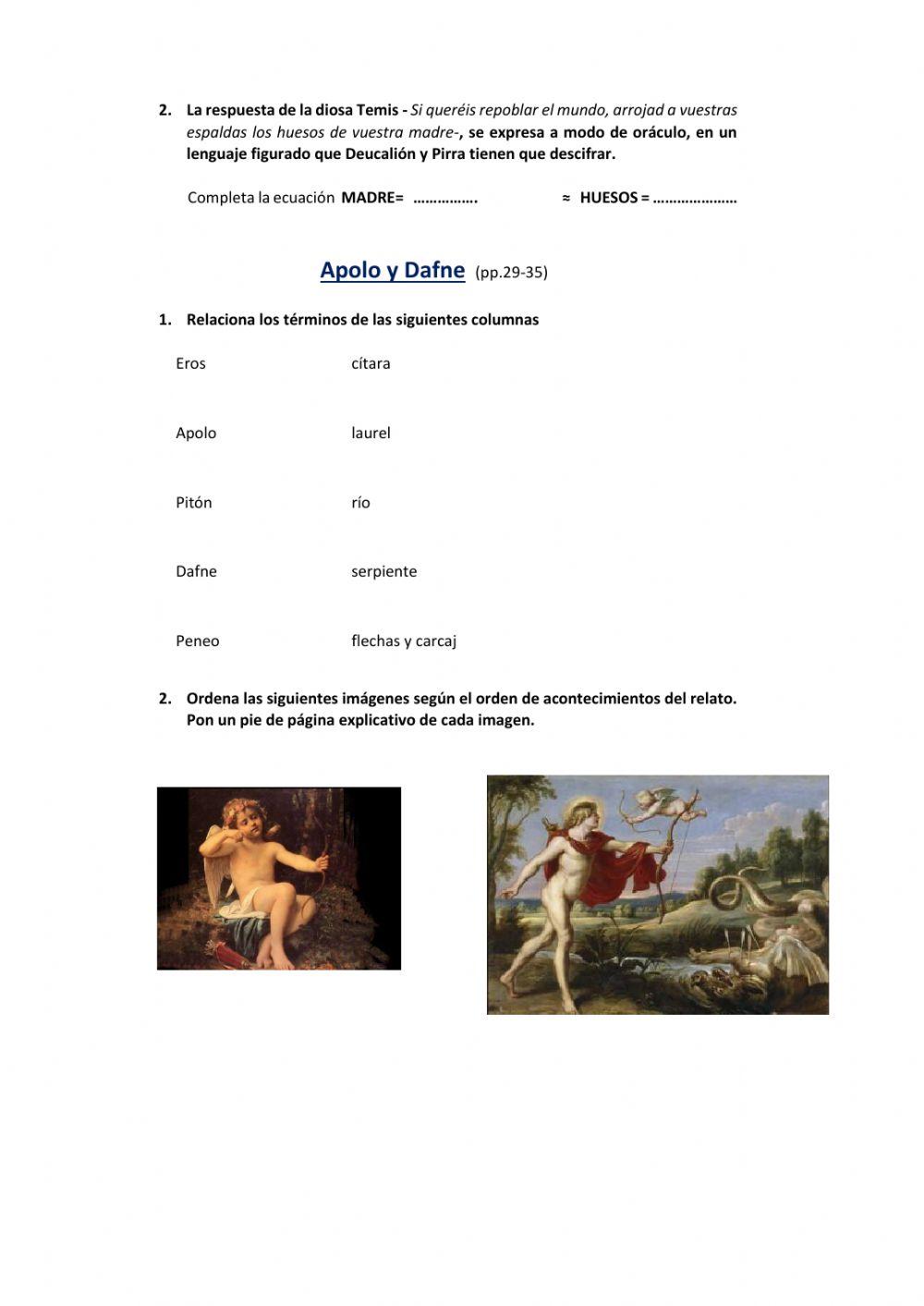 Mitos griegos. Deucalión y Pirra. Apolo y dafne