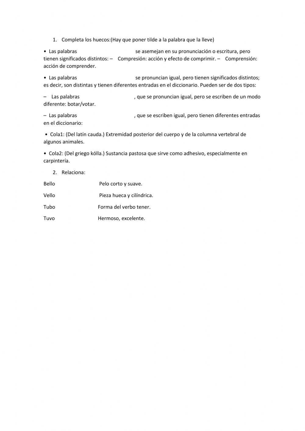 Palabras homónimas y parónimas.