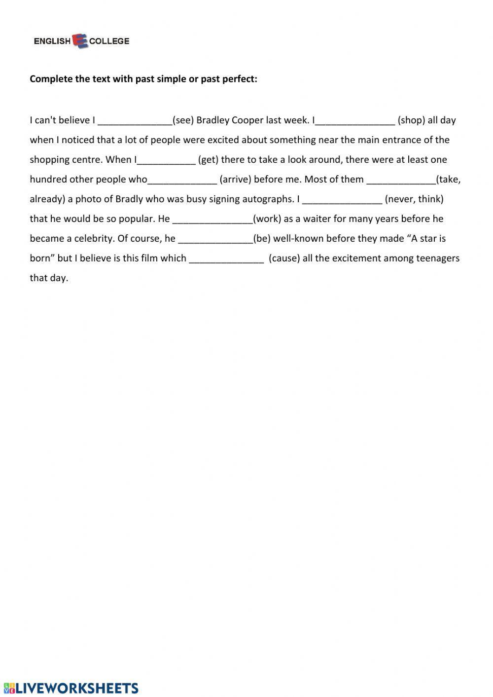 Ad-B2 Past perfect and Past simple