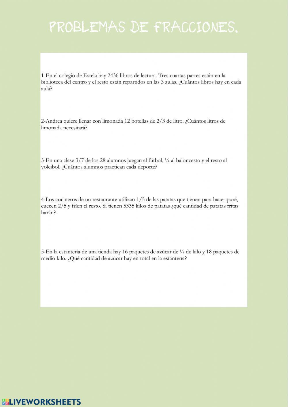 Problemas fracciones 2