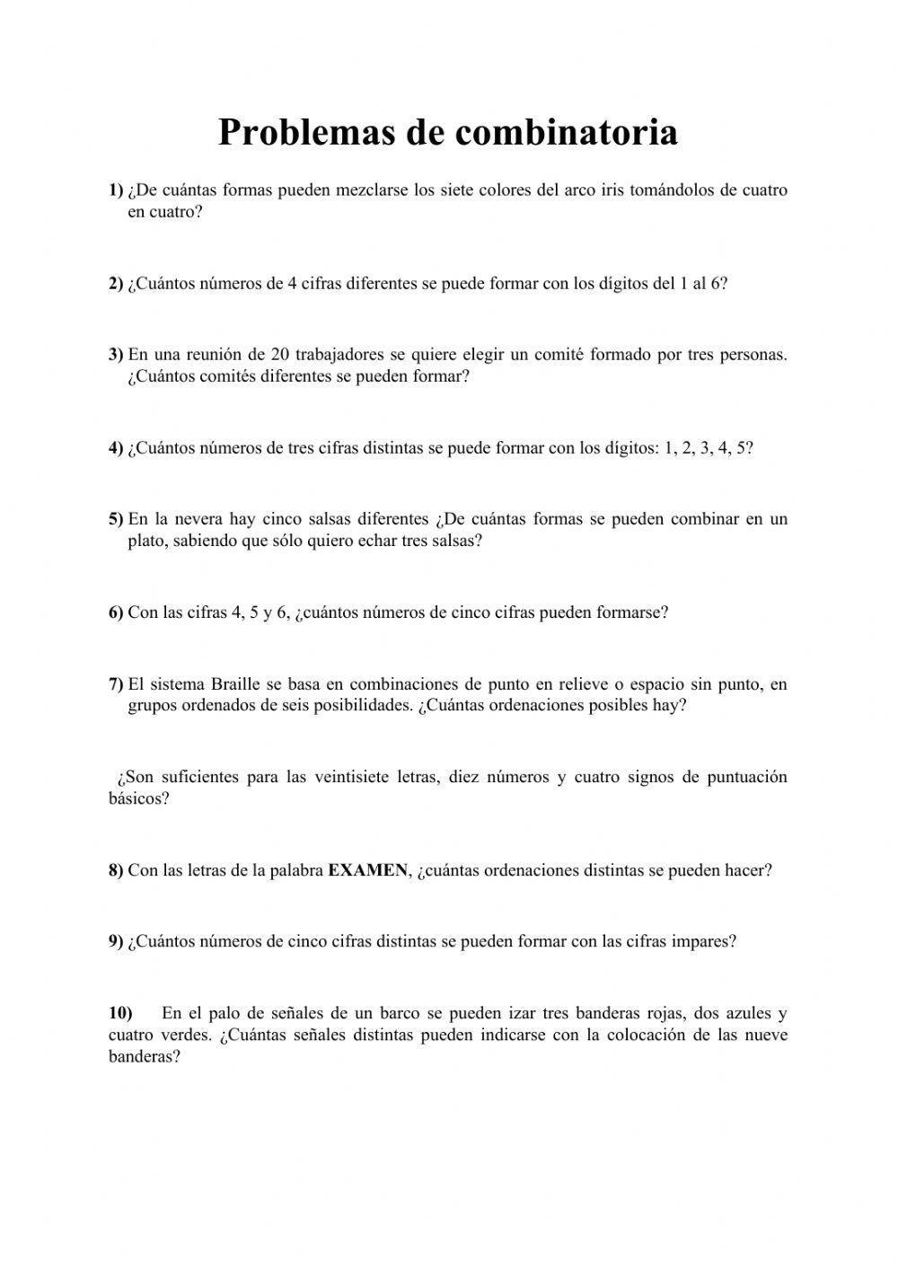 Problemas de combinatoria