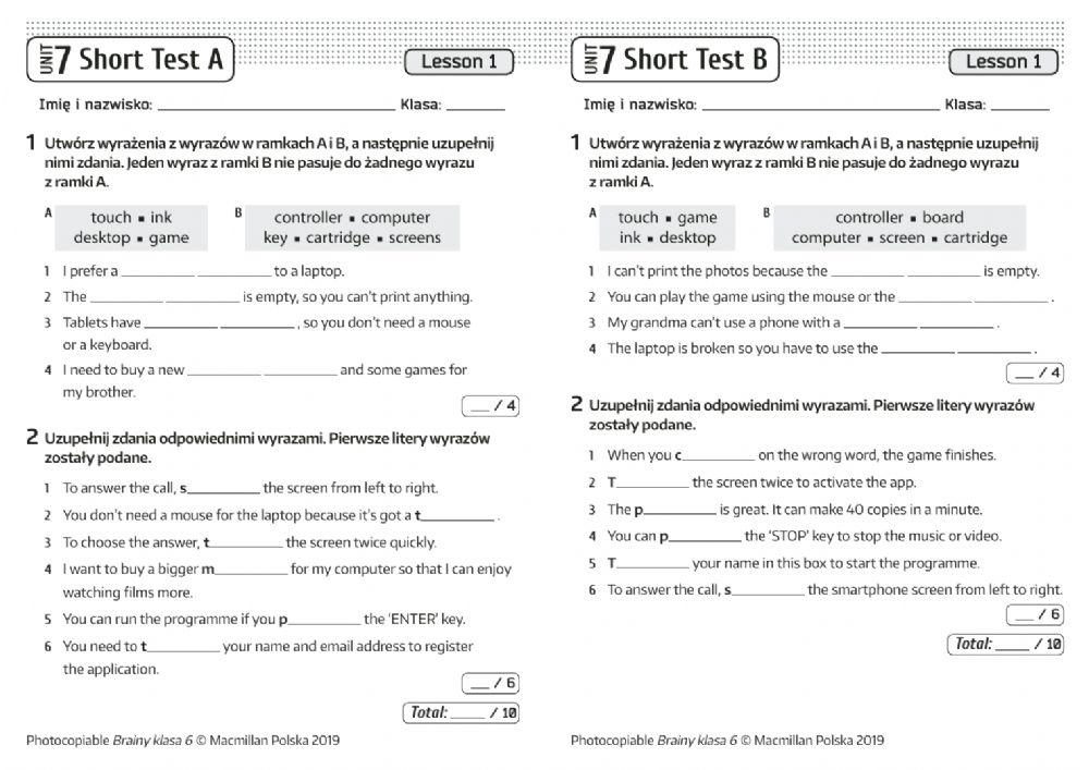Steps In English Klasa 4 Sprawdziany Brainy 6 unit 7… | Free Interactive Worksheets | 5628328