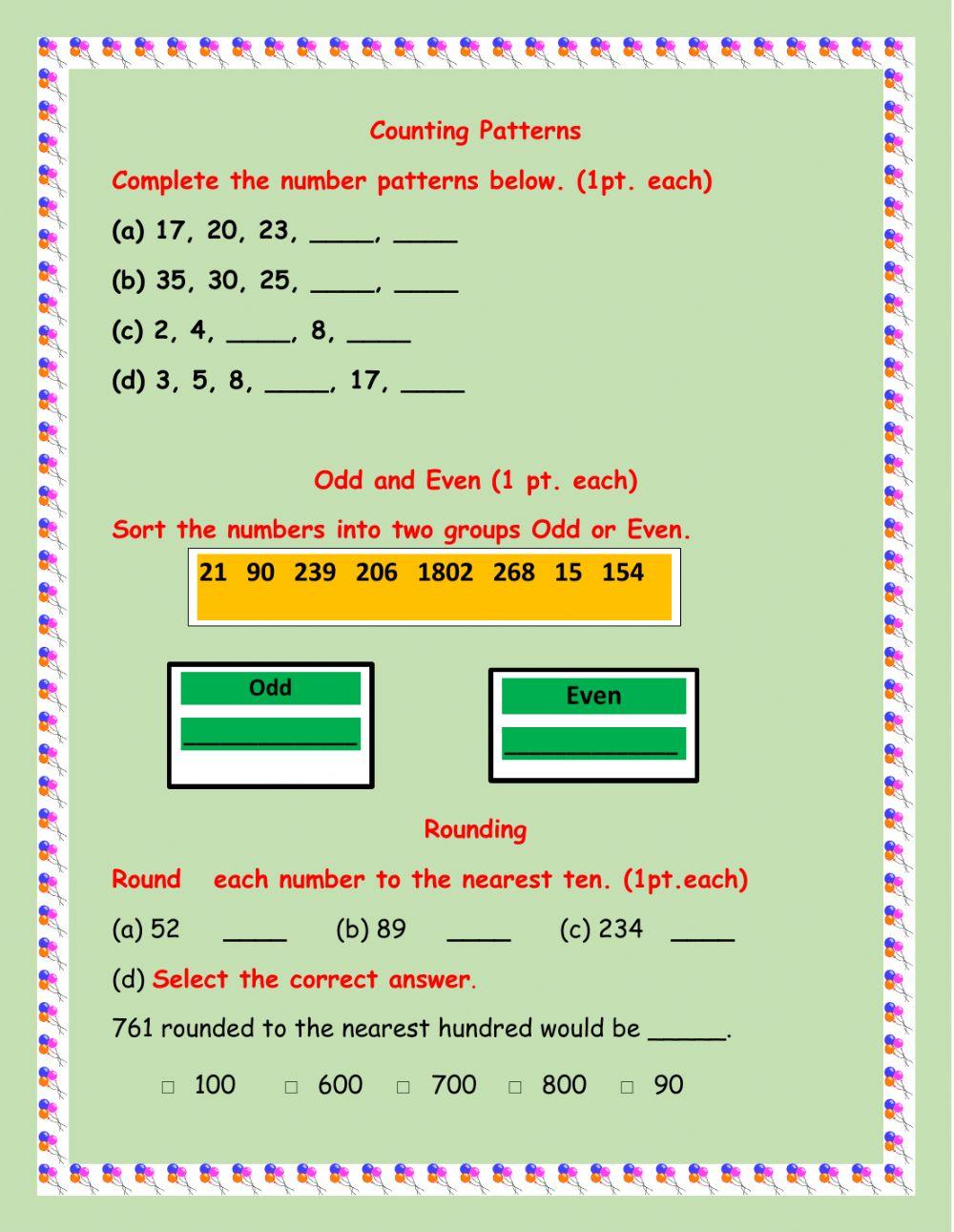 Counting Patterns worksheet | Live Worksheets